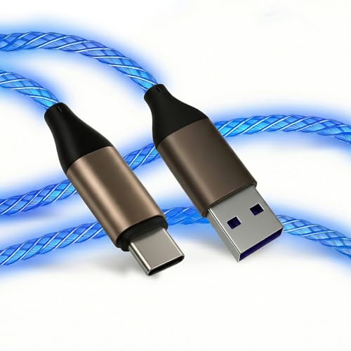 USB C Charger Cable Led Light Up Charger Cord Visible 66W Gradual Changing Shining 6A Fast Charging USB A to USB C Data Sync Cord for iPhone 15/16、Samsung Galaxy SS23+/S23 Ultra (Blue, 3ft) - color: Blue, size: 3ft