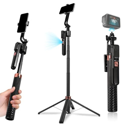 Auto-Face Tracking Tripod, 70" Selfie Stick Tripod with Remote, Phone Tripod for iPhone and Android, 360° Rotation & Gesture Control for Hands-Free Selfies, Vlogs, and Live Streams - color: Telescopic Gimbal