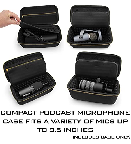 CASEMATIX Studio Case Compatible with Rode PodMic, Shure SM7B Microphone and Other Large Podcast Mics with XLR Recording Accessories - Includes Podcasting Mic Bag Only