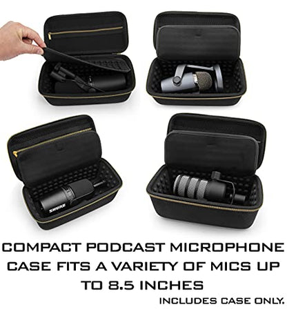 CASEMATIX Studio Case Compatible with Rode PodMic, Shure SM7B Microphone and Other Large Podcast Mics with XLR Recording Accessories - Includes Podcasting Mic Bag Only