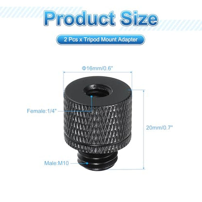 PATIKIL Tripod Screw Adapter 1/4" Female to M10 Male, 2 Pcs Tripod Nut Connectors Camera Mount Screw Camera Double Head Converter for Microphone Holder Magic Arms Accessories, 20 mm - size: 1/4" Female to M10 Male,20 mm