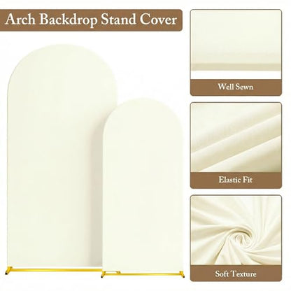 Toolterritary Metal Arch Backdrop Stand and Cover Set, 8FT, 6.6FT Party Backdrop, Easy to Assemble, Backdrop Stand for Parties, Birthday, Baby Shower - color: Beige, size: 8ft, 6.6ft