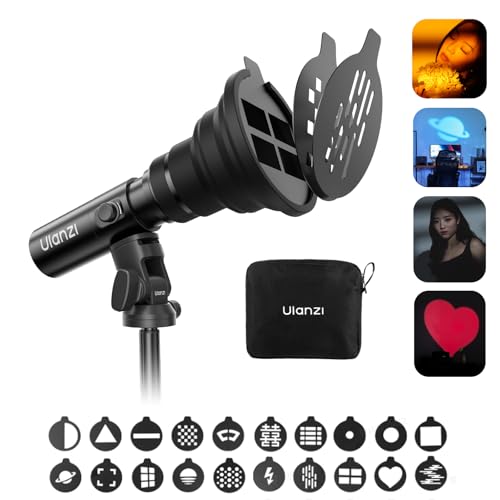 ULANZI LM01 RGB Photography Flashlight - 7500mAh 4 Color Portable LED Video Spotlight with 20 Patterned Light Filters, Handheld Zoomable Fill Light for Video Recording, Photo, Sunset, Content Creation - size: RGB