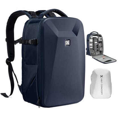 K&F CONCEPT Camera Backpack,Hardshell Photography DSLR Camera Bag with 15-15.6 Inch Laptop Compartment Hard Shell Camera Case Compatible with Canon/Nikon/Sony/DJI Mavic Drone - color: Deep Blue