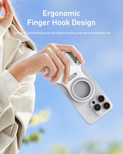 TELESIN Fun Shot Magnetic Phone Camera Grip + C03 Magnetic Selfie Light (Silver) Bundle Kit Compatible with iPhone Magsafe & Android, Creator Kit for Selfies/Photography/TikTok/Zoom Calls/Video