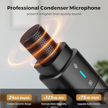 NearStream AM25X Gen3 USB/XLR Podcast Microphone for PC/Audio Mixer | Condenser Mic with Desk Stand for for Stream/Podcast, USB-C Noise Canceling, Volume, Headphone Jack, Mute; XLR for Mixer