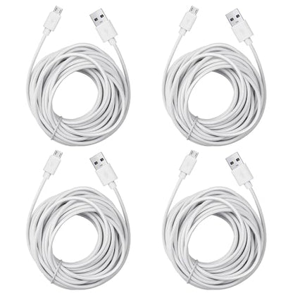 Smays 4-Pack 25ft Security Camera Micro USB Extension Cable Compatible for Wyze Cam, Blink Mini, YI Home Camera, White - color: White, size: 25 Feet