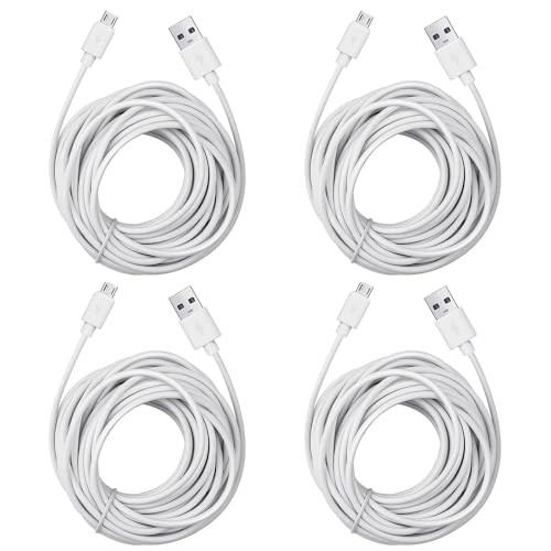 Smays 4-Pack 25ft Security Camera Micro USB Extension Cable Compatible for Wyze Cam, Blink Mini, YI Home Camera, White - color: White, size: 25 Feet