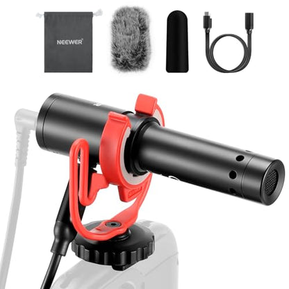 NEEWER KM17 USB C Microphone Noise Cancelling Plug & Play High Sensitivity Cardioid Vlog Interview Mic with Shock Mount Compatible with iPhone 16 Pro Max Android DJI Pocket 3 Insta360 - style: KM17