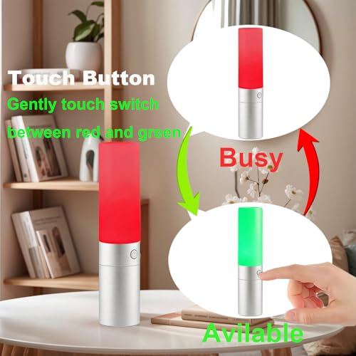 Busy Light for Office, Do Not Disturb Indicator Light,Dimmable Lamp Brightness Adjustable (Black Silver, 2" L X 2" W X 9" H) - color: Silver
