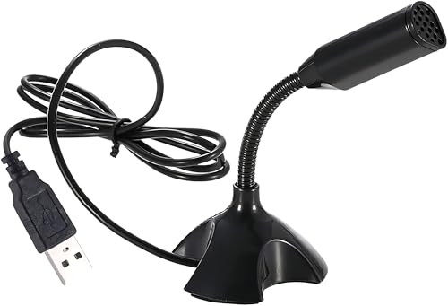 Mini USB Microphone for Desktop Computer and Laptop,Portable USB Condenser Mic With Adjustable Stand,Compatible with PC/Mac,Plug & Play,Ideal for Meeting,Online Class,Games,Remote work(Black)