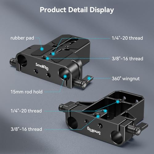 SMALLRIG Camera Base Plate with 15mm LWS Rod Rail Clamp, Baseplate for Sony A6500 A6600 A6300, for Canon R5 R6, for Sony A7SIII / A7III, Both for Cameras & Cages - style: Base Plate