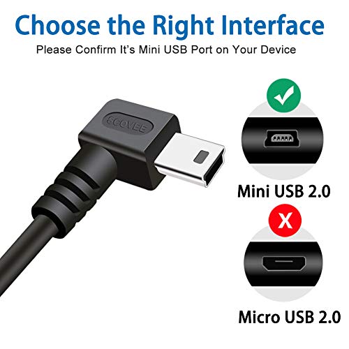 Mini USB Cable 90 Degree 2Pack 10ft for Garmin Nuvi for Canon PowerShot/Rebel/EOS/DSLR/ELPH,Dash Cam,SatNav,Camcorders,Car,Camera USB Cable Right Angle Mini-B Charger Cord Data Sync Charging Adapter - size: 10ft