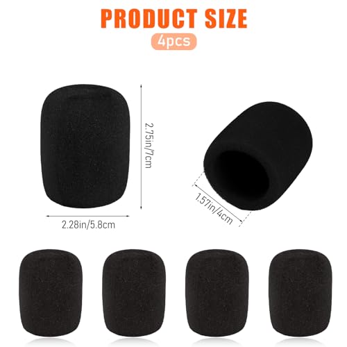 4 Pack Microphones Cover Soft Foam Mic Covers Microphone Foam Covers Microphone Windscreen Protection for Most Standard Handheld Microphones