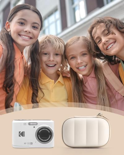 Digital Camera Case Compatible with CAMKORY DC403/ KODAK PIXPRO FZ55/ FZ45/ STUOGYUM DC402-AF, Small Hard Shell Bag with SD Card Storage for Travel (Beige - color: Beige