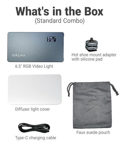 RGBWW Video Light (Ultra-Thin 4000mAh 2500-9900K Soft Diffuser CRI 95+) Portable LED RGB Video Light Panel for Photographer, Content Creator - style: 5in1 Combo