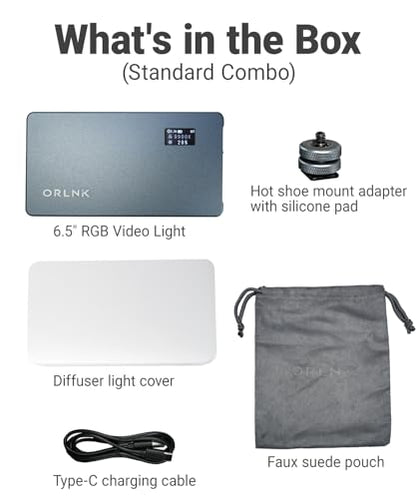 RGBWW Video Light (Ultra-Thin 4000mAh 2500-9900K Soft Diffuser CRI 95+) Portable LED RGB Video Light Panel for Photographer, Content Creator - style: 5in1 Combo