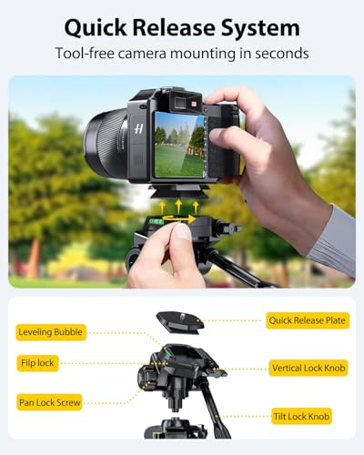 UBeesize 67” Camera Tripod with Travel Bag, Cell Phone Tripod with Bluetooth Remote and Phone Holder, Compatible with All Cameras, Cell Phones, Projector, Webcam, Spotting Scopes - size: 67Inches
