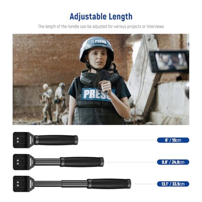NEEWER 13"/33cm Telescopic Lavalier Microphone Handheld with Anti Off Cold Shoe Foam Windscreen Interview Mic Handle Compatible with Rode Wireless Go II DJI Mic CM31, MS005 - style: MS005(33cm)
