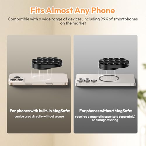ULANZI MA39 MagLock 3-in-1 Suction Magnetic Phone Holder for MagSafe, 360° Rotatable Tripod Mount with Carabiner Clip, Compatible with iPhone 17/16/15/14/13/12, Ideal for Dashboard, Kitchen & Office