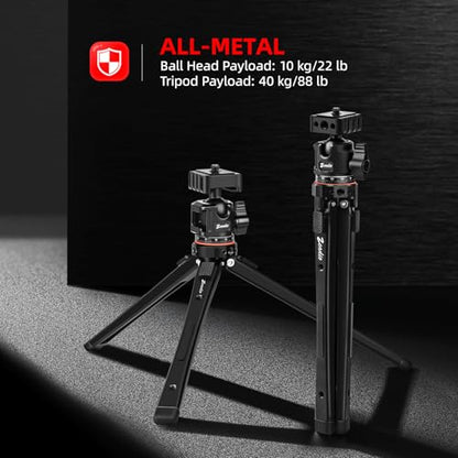 Zeadio Universal Heavy Duty Metal Tripod Kit-with 360° Ball Head, Phone Holder & Action Camera Adapter, Phone/Camera Stand for Filming, YouTube, Vlogs, Travel, Other Outdoor Events etc - style: Dual Cold-shoe Ball Head