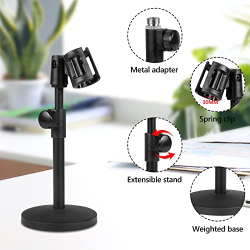 GEEKRIA for Creators Telescoping Tabletop Microphone Stand Compatible with Blue Yeti, Yeti X, Sona, Snowball iCE, Ember, Spark SL Adjustable Desk Mic Holder with Weighted Base