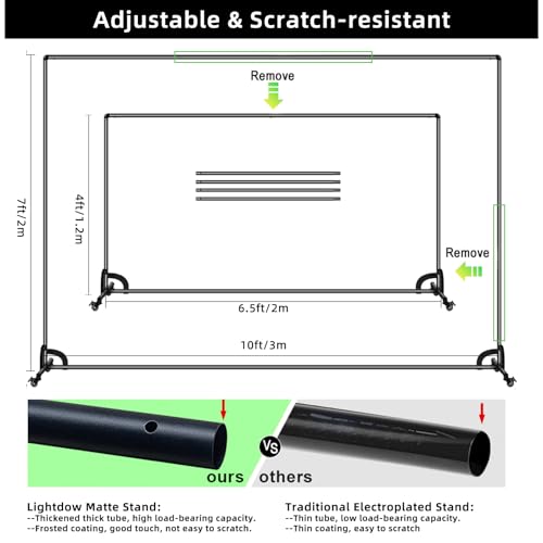 Lightdow 10x7ft Rolling Background Stand Kit with Green Screen Backdrop & Wheels & Portable Carrying Bag & Clamp & Gloves for Streaming/Studio Video Recording/Zoom Meeting/Party