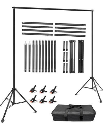 Hemmotop Backdrop Stand 10x8ft (WxH), Photography Background Stand for Parties, Adjustable Photo Backdrop Stands Kit for Wedding, Photo Booth, Party, Decoration, Balloon, Projector Screen - size: 10x8ft