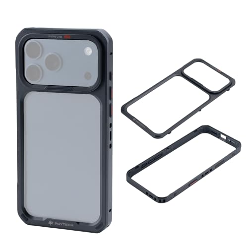 PGYTECH ProShot Phone Case for iPhone 17 Pro Max, Aluminum Alloy Protective Cage with 4 Expansion Ports, 3 Strap Holes & Silicone Liner for Heat Dissipation Black - style: Phone Case for iPhone 17 Pro Max