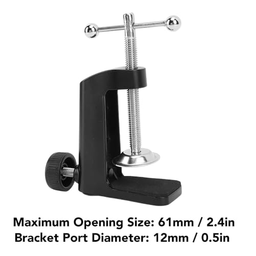 Aluminum Alloy Desk C Clamp 2.4 InchTable Mount Holder for Swing Arm Lamp Microphone 12mm Rod Screw-Tightening Soft Rubber Pad