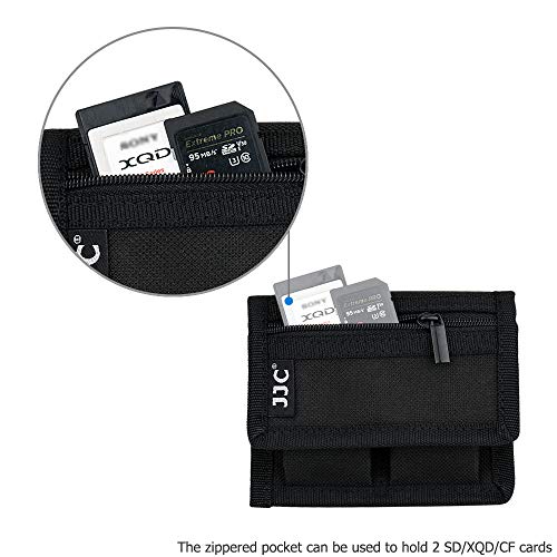 Camera Battery Pouch Holder Case for 2 PCS Sony NP-F550 NP-FW50 NP-FZ100 NP-BX1 Canon LP-E6 LP-E8 LP-E10 LP-E12 LP-E17 Fuji NP-W126 Nikon EN-EL14 EN-EL15 with Zipped Pocket to Store SD TF XQD CF Cards - size: 2 Slot+1 Zippered Pockets