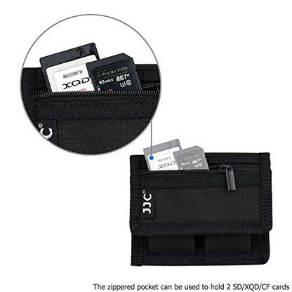 Camera Battery Pouch Holder Case for 2 PCS Sony NP-F550 NP-FW50 NP-FZ100 NP-BX1 Canon LP-E6 LP-E8 LP-E10 LP-E12 LP-E17 Fuji NP-W126 Nikon EN-EL14 EN-EL15 with Zipped Pocket to Store SD TF XQD CF Cards - size: 2 Slot+1 Zippered Pockets