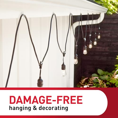 Command Outdoor Light Clips, 20 Clear Clips and 24 Command Strips, Damage-Free Hanging Back to School Decorations with Weather Resistant Strips, Wall Clip for Hanging Outdoor Lights and Cable - size: 20 Clips