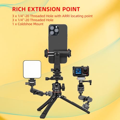 Zeadio 3-in-1 Heavy Duty Metal Tripod with Arca Ball Head Mount, Phone Holder & Action Cam Adapter, Universal Phone Vlogging Tripod Kit for Cell Phone, Camera, Gimbal, Action Cam, Travel Vlogging etc - style: With Arca Ball Head