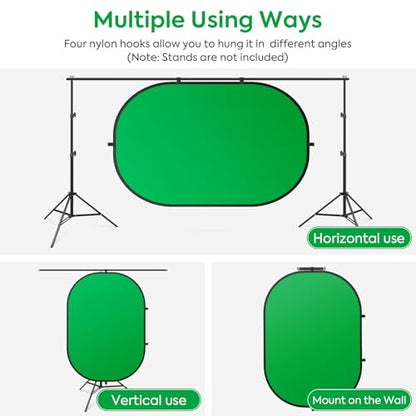 5X6.5ft Green Screen Backdrop for Photography, Double Sided Green Screen and Blue Screen, 2 in 1 Collapsible and Reversible Background for Photography, YouTube Videos,and Live Streaming - color: Green Blue