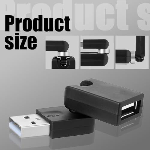 2 Pack USB 90 Degree Adapter, USB Male to Female USB2.0 Adapter | Rotatable 360 Degree Black Adjustable USB Right Angle Adapters Extension Adapters Convertor