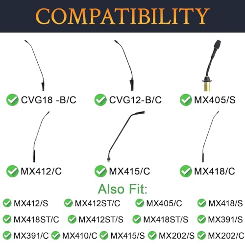 SOULWIT 6Pcs Pop Filter for Shure MX412/MX418/MX405/MX391/MX202/MX410 Series, CVG12/CVG18-B/C Gooseneck Microphone, Protective Mic Cover Windscreen Foam - Black