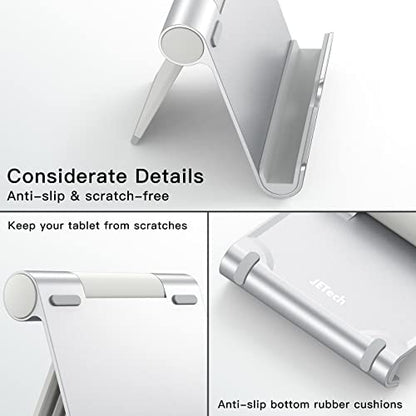 JETech Tablet Stand, Adjustable Portable Desktop Holder, Foldable Dock for iPad/iPad Pro/Air/Mini, Galaxy Tab A8/A7 Lite/A7/S8/S7, Kindle, Tab/Phones(4-11"), Sliver - color: Silver