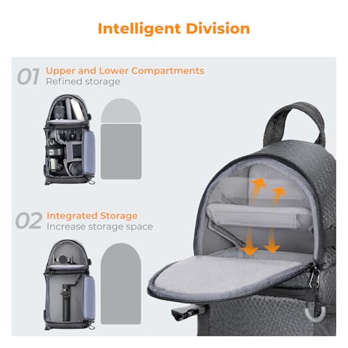 K&F CONCEPT Camera Sling Bag Crossbody Bag Camera Shoulder Backpack DSLR/SLR/Mirrorless Photography Bags Compatible with Canon/Nikon/Sony/Fuji/Gopro/DJI - color: Grey, size: Medium