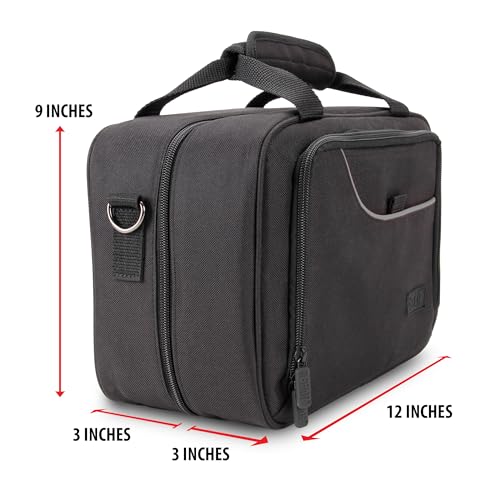 USA Gear Audio Interface Case Fits Zoom PodTrak P4, PodTrak P2, Focusrite Vocaster One, PreSonus Revelator io44 & more Podcast Interfaces - Padded Customizable Interior, Shoulder Strap (Black) - color: Black