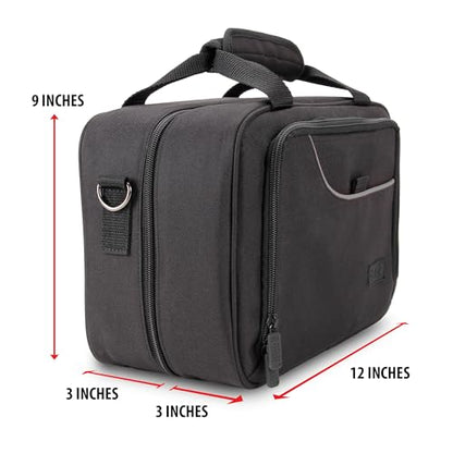 USA Gear Audio Interface Case Fits Zoom PodTrak P4, PodTrak P2, Focusrite Vocaster One, PreSonus Revelator io44 & more Podcast Interfaces - Padded Customizable Interior, Shoulder Strap (Black) - color: Black