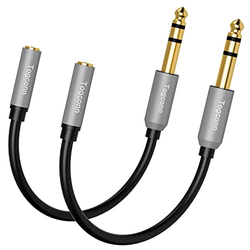 3.5mm to 6.35mm TRS Audio Cable Adapter 2Pack,6.35mm 1/4 Inch TRS Male to 3.5mm 1/8 Inch Female AUX Audio Converter Connector for Amplifier, Guitar, Piano, Speaker to Phone, Laptop, Headphone-0.6 Feet - color: 6.35mm Male to 3.5mm Female, size: 0.6 Feet (