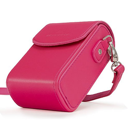 MegaGear Leather Camera Case with Strap compatible with Canon PowerShot G7 X Mark III, G7 X Mark II, G7 X - MG1255, Hot Pink - color: Hot Pink