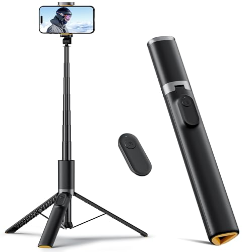 TODI 63" Cell Phone Selfie Stick Tripod, Portable Tripod for iPhone with Wireless Remote, Extendable Smartphone Stand, All-in-1, Compatible with iPhone/Android - color: Black, size: 63-inch