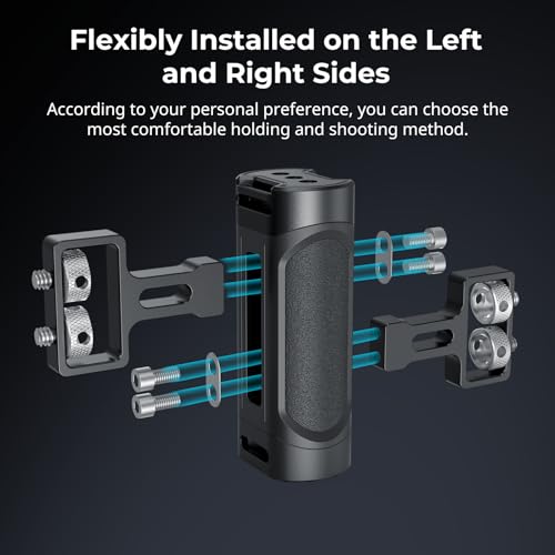 SMALLRIG Mini Camera Side Handle with NATO and 1/4"-20 Screws Installation Options, for Left and Right Hand, with 1/4"-20 Threaded Holes, Wrist Strap Holes, Cold Shoe, Up and Down Adjustable - style: 1/4"-20 Screws & NATO Clamp