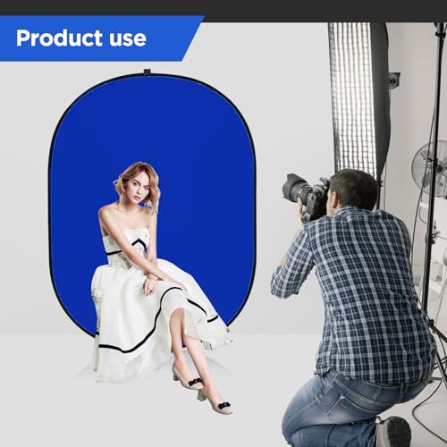 5x7ft Chromakey Blue/Grey Backdrop with Stand,2-in-1 Foldable Pop-Up Backdrop Double Sided Collapsible Backdrop with Support Stand for Photo and Video Shooting,Gaming (Gray & Blue) - color: Gray & Blue