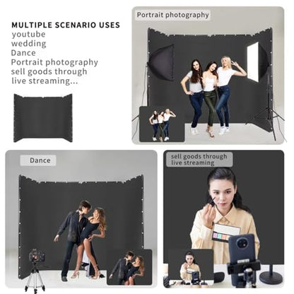 13.12ft * 7.87ft Portable Black Screen Large Screen Cutout Background wall Photography Backdrop Black Screen Support System, Suitable for Live Streaming, Character Shooting, Weddings, Video Studios