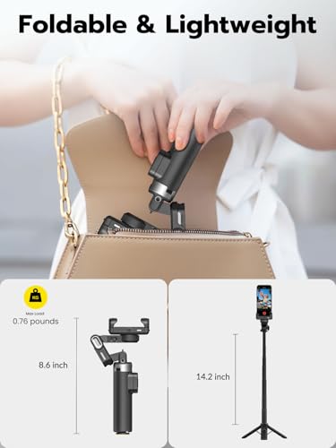 AOCHUAN Gimbal Stabilizer for iPhone, 4 in 1 Phone Gimbal w/360° Rotation for iPhone/Andriod Sefie Stick Tripod w/Auto Face Tracking and Wireless Remote for Vlogging-M3 Promini Black - color: Black