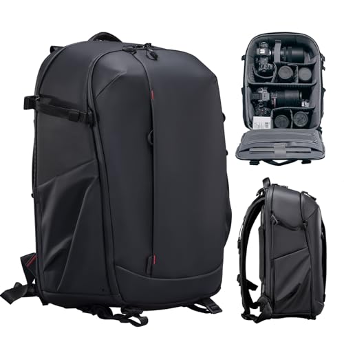 ULANZI Camera Backpack Professional Bag, Water-Resistant Photography Camera Case Anti Theft Travel for Photographers DSLR Mirrorless Camera Lens Tripod Holder 16" Laptop Black 22L - size: BP09: 18.5 x 14.1 x 9.3