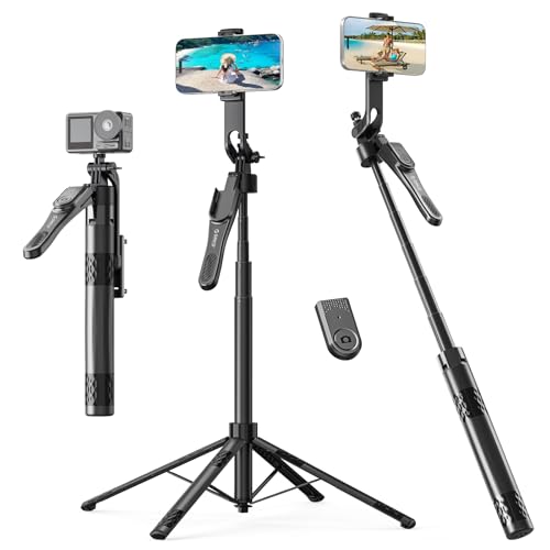 ORICO 73" Aluminum iPhone Tripod for Video Recording, Portable Tripod & Selfie Stick, 4-Leg Base, 360° Rotatable Handle, Wireless Remote, Extendable Stand for iPhone/Android/Camera/GoPro - SPN185 - size: 73''